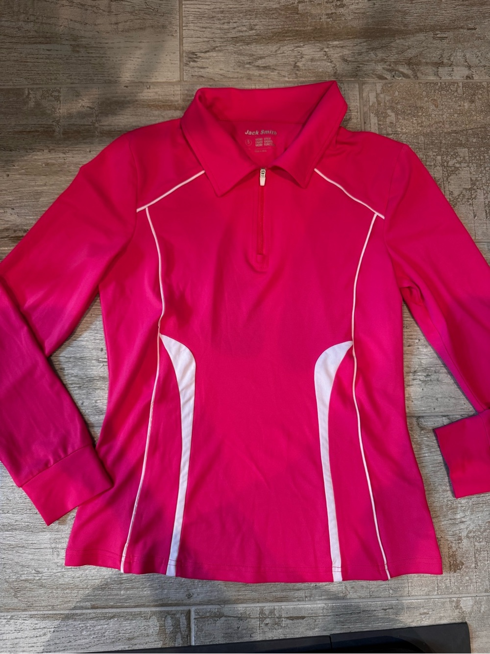 Jack Smith Hot Pink Half-Zip Golf Pullover with White Piping Size S